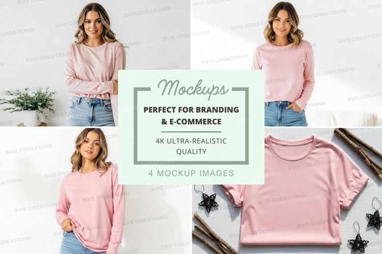 Mockup of pink long-sleeve t-shirt