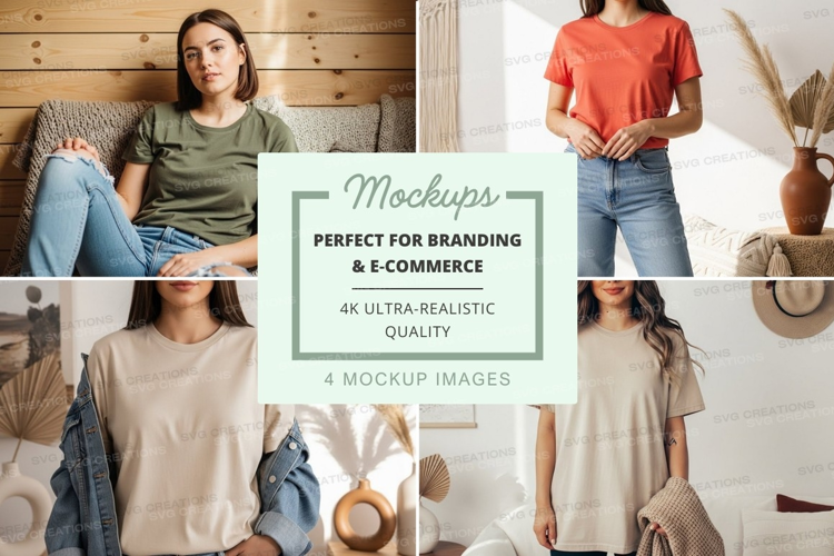 Casual t-shirt collection mockup