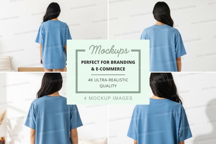 Mockup of blue t-shirts example image 1