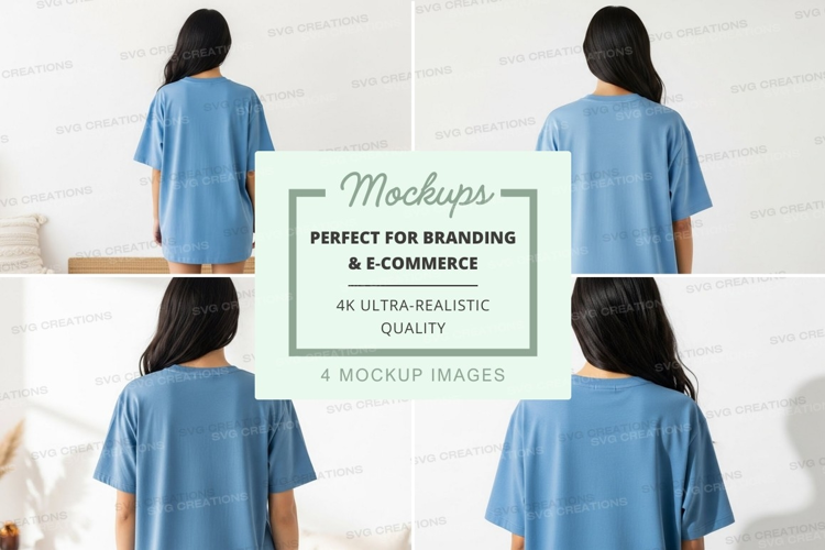 Mockup of blue t-shirts
