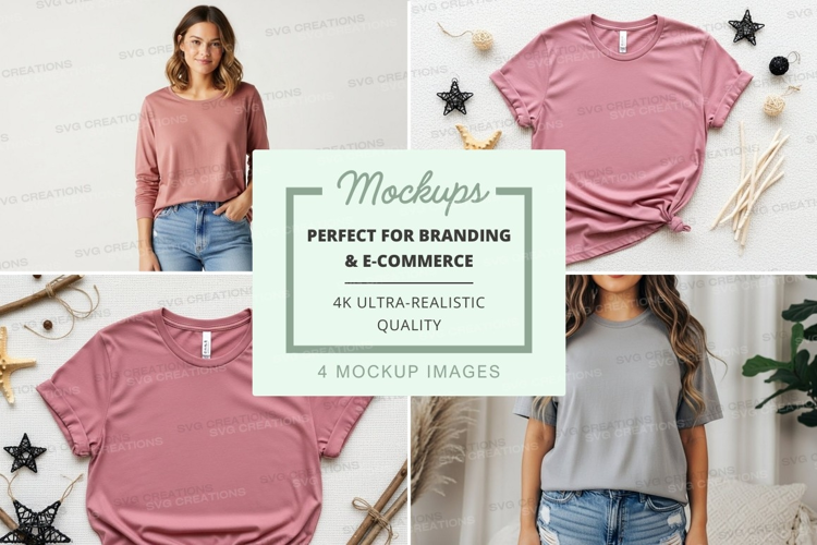 Mockup of pink and gray t-shirts
