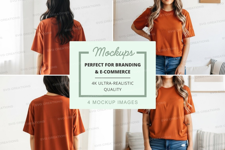 Casual orange t-shirt mockup