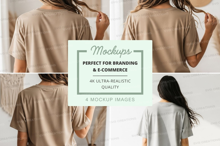 Mockup: women's casual t-shirt in neutral colors