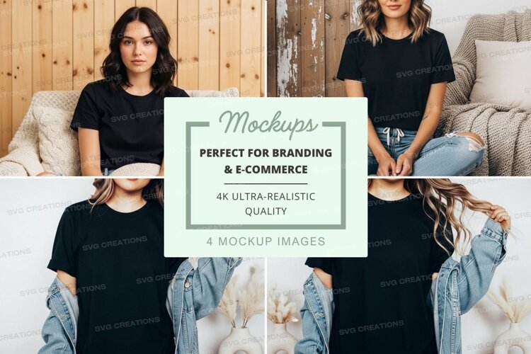 Casual comfort in black t-shirt and jeans example image 1