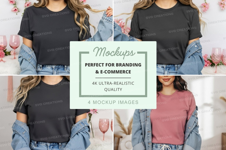 Casual denim and t-shirt outfit mockup