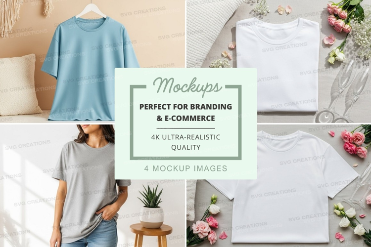 Mockup display of t-shirts in a cozy setting