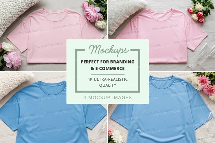 Mockup of pastel colored t-shirts example image 1