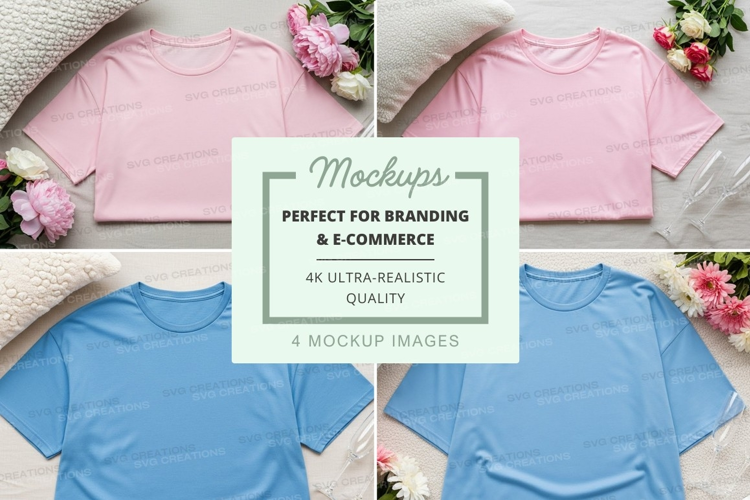Mockup of pastel colored t-shirts