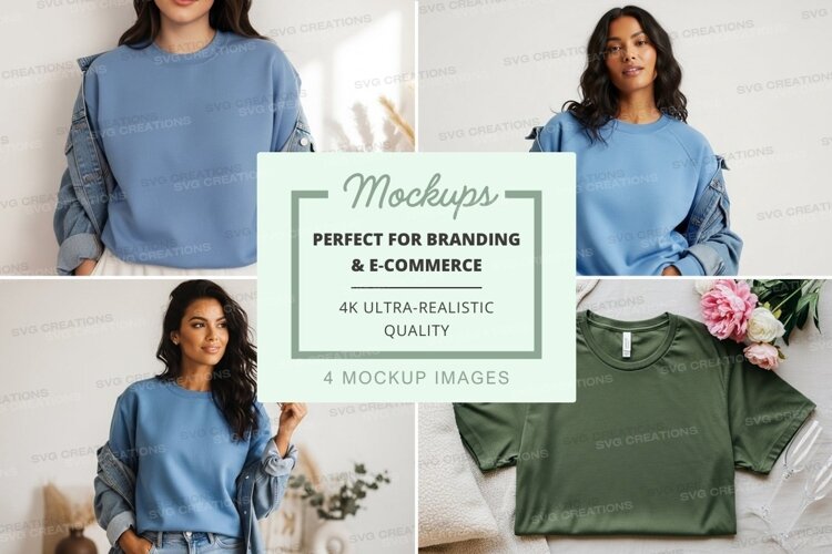 Mockup: blue and green sweatshirts example image 1