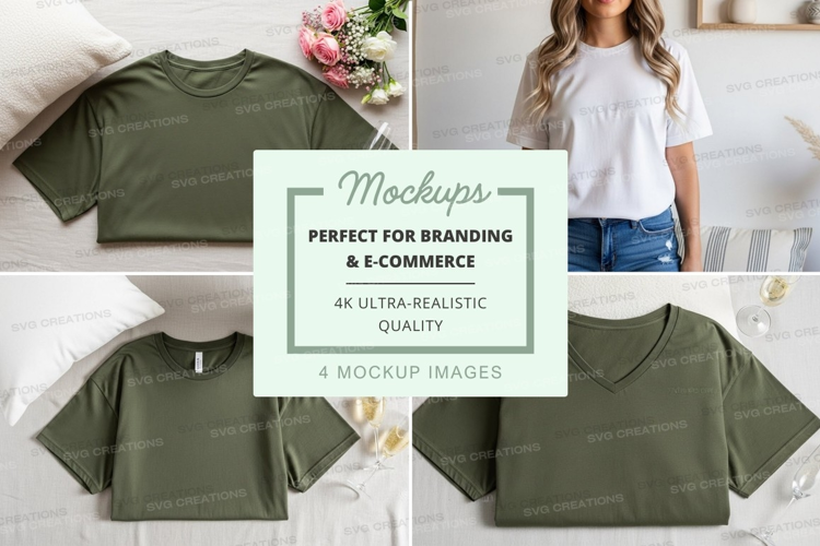 Mockup: casual green t-shirts