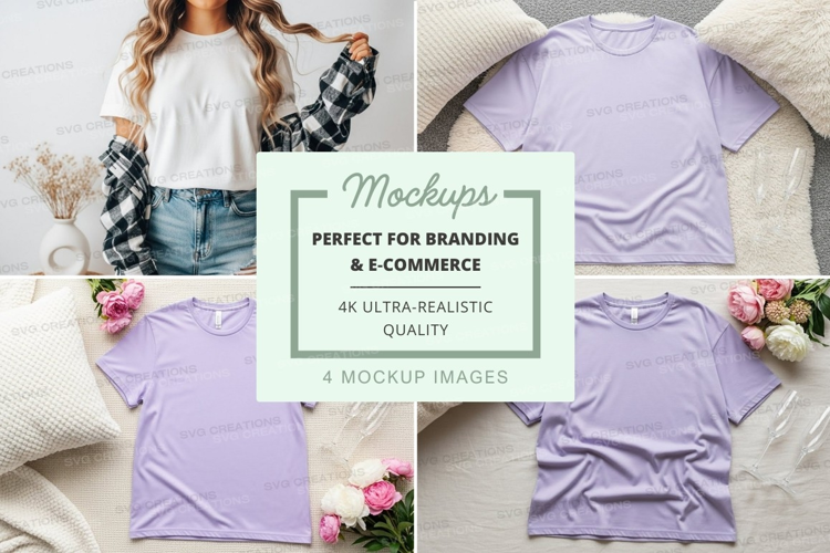 Mockup of lavender t-shirts