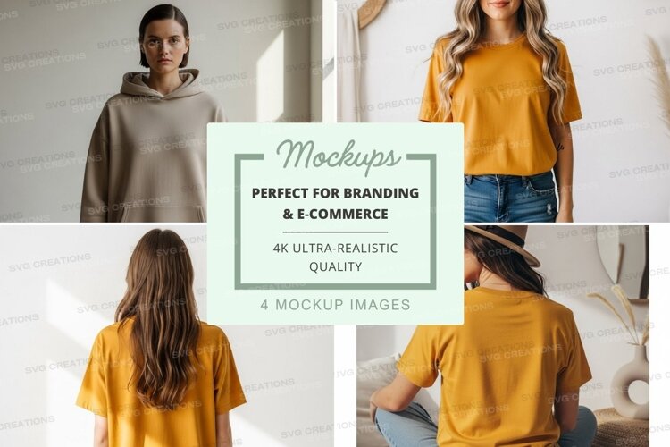 Casual and comfortable hoodie and t-shirt mockup example image 1