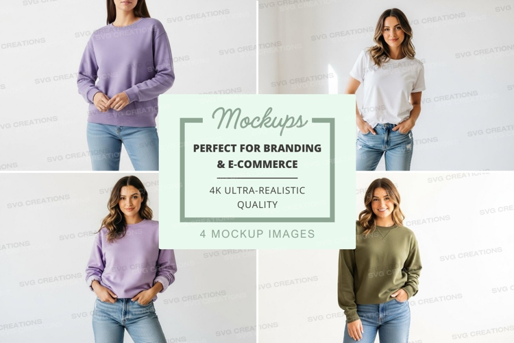 Casual sweatshirts collection mockup