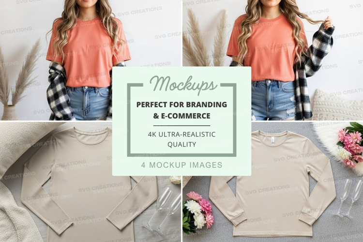 Mockup: casual fashion with plaid and solid tops