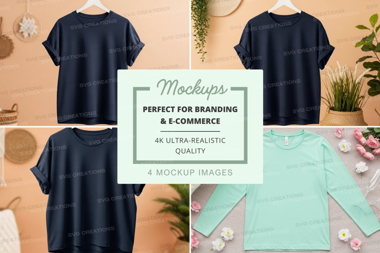 Mockup collection of t-shirts and long sleeve shirts