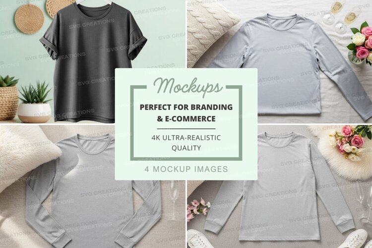 Mockup collection of long-sleeve t-shirts example image 1