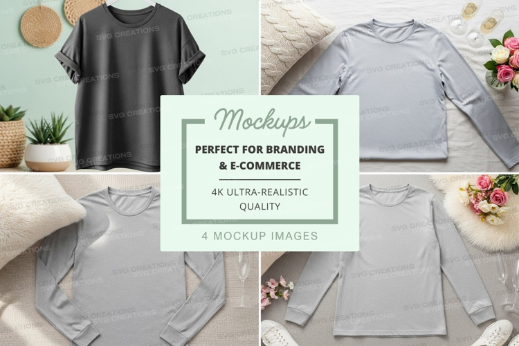 Mockup collection of long-sleeve t-shirts