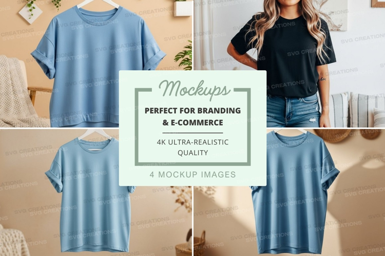 Casual blue t-shirts mockup