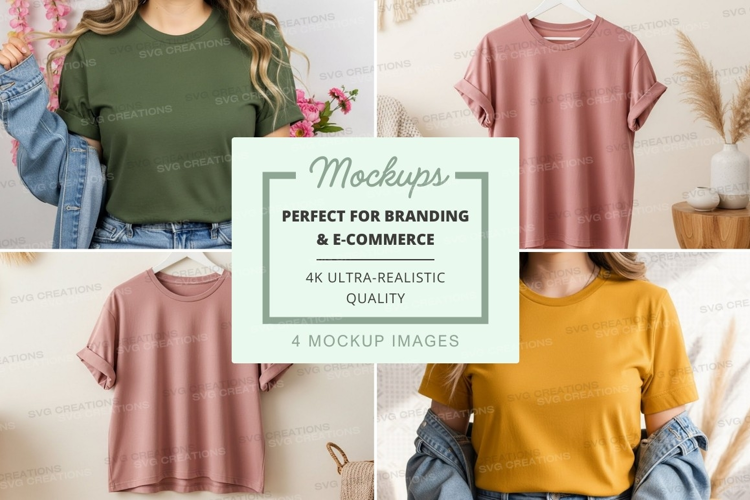 Mockup collection of solid color t-shirts