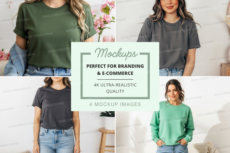 Casual t-shirts collection mockup