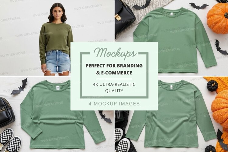 Green long sleeve shirt mockup example image 1