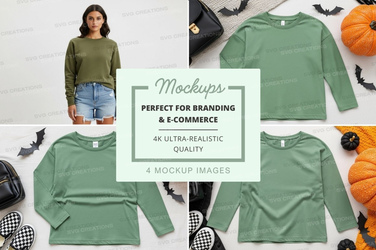 Green long sleeve shirt mockup