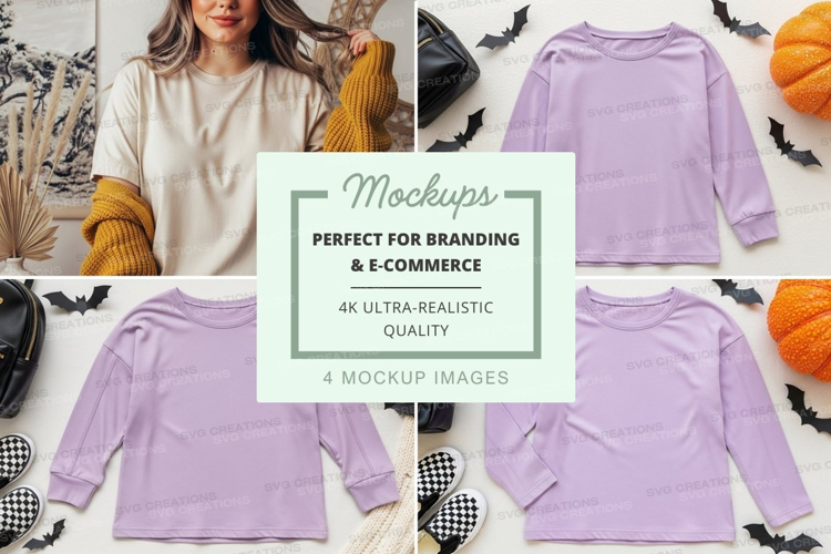 Lavender long sleeve t-shirt mockup