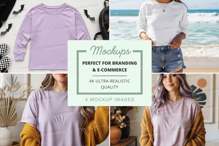 Lilac long sleeve t-shirt mockup example image 1
