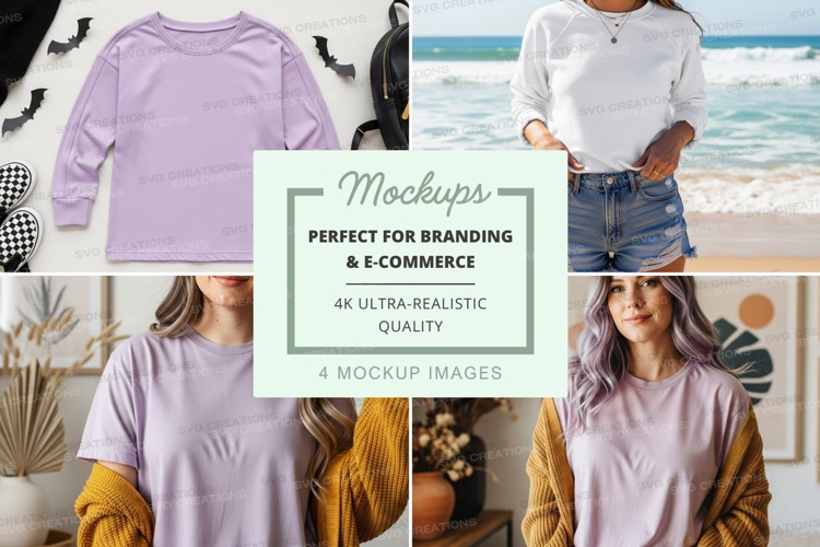Lilac long sleeve t-shirt mockup