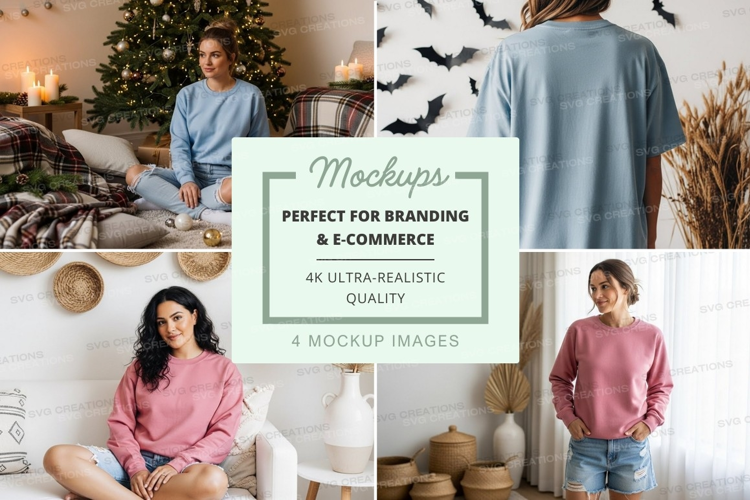 Cozy winter sweaters mockup