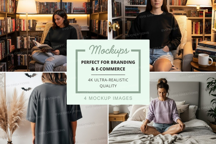 Cozy reading spaces mockup