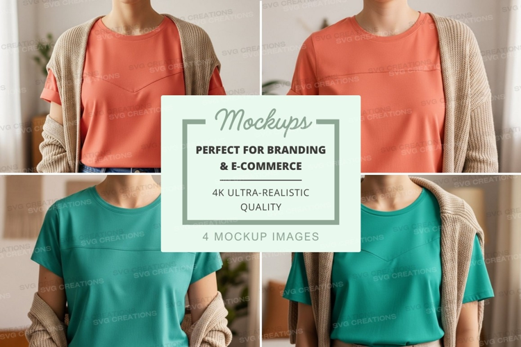 Casual t-shirt and cardigan mockup