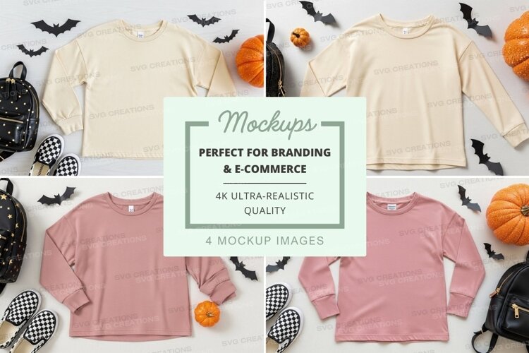 Halloween themed long sleeve t-shirts mockup example image 1
