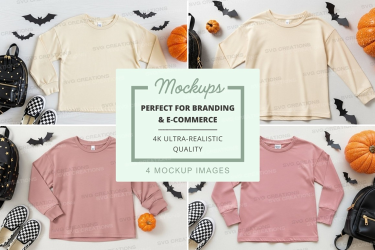 Halloween themed long sleeve t-shirts mockup