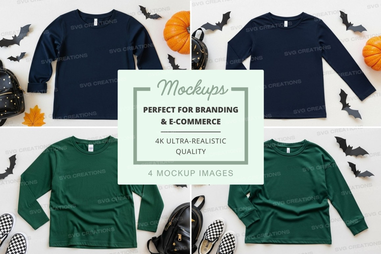 Halloween themed long sleeve t-shirts mockup