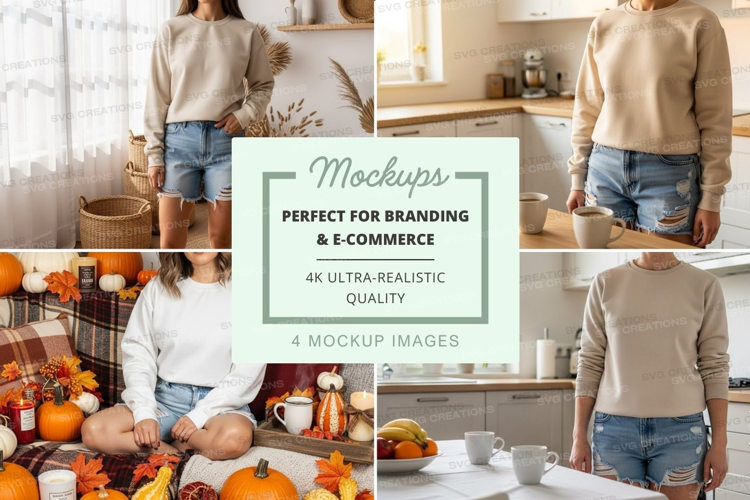 Cozy fall kitchen mockup