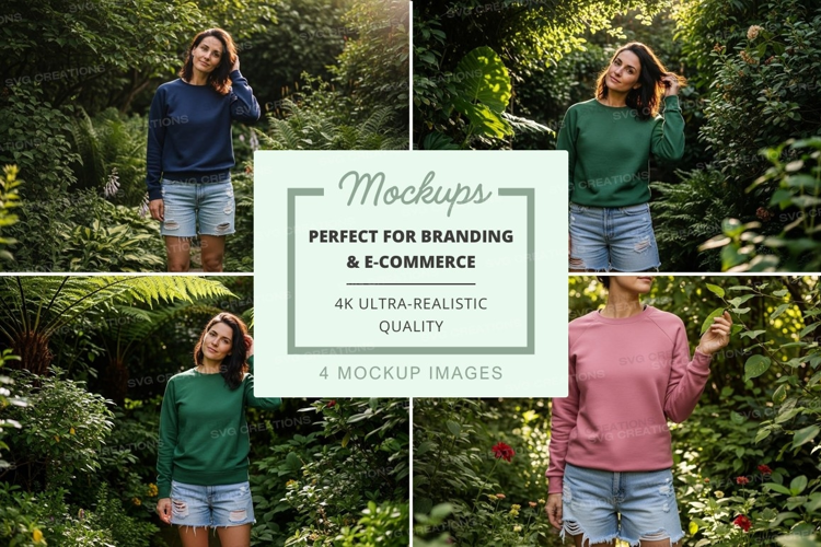 Women in a lush garden mockup