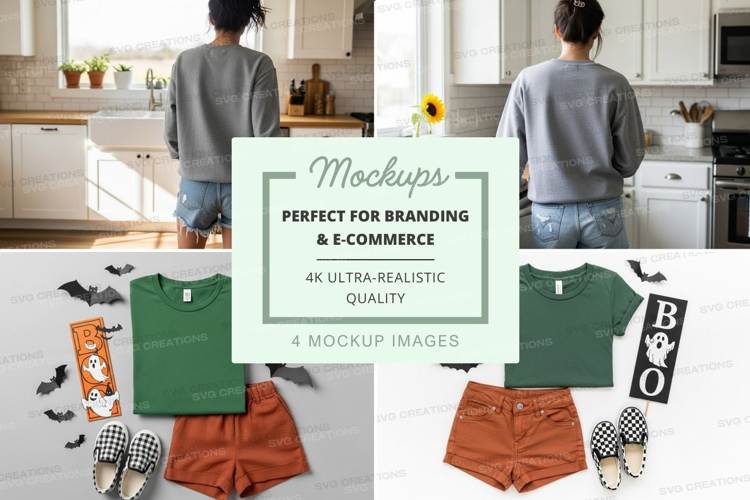 Casual kitchen outfits mockup