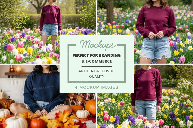 Springtime flower field mockup