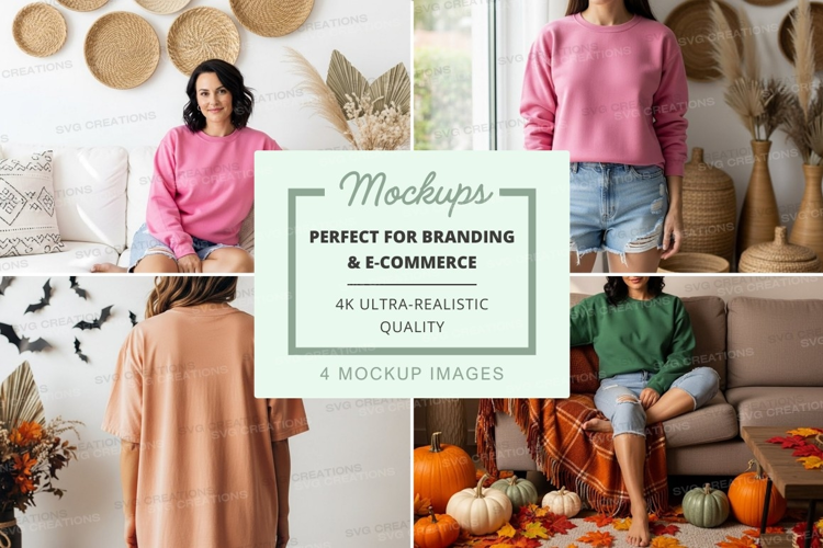 Family halloween preparation mockup