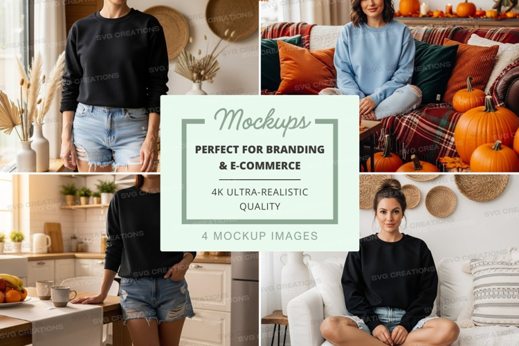 Cozy autumn living room mockup