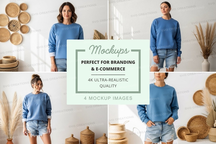Casual blue sweatshirt mockup