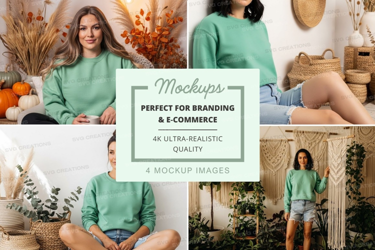 Cozy green sweater mockup