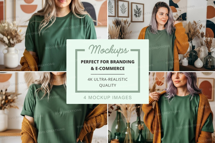 Green and mustard yellow sweater mockup