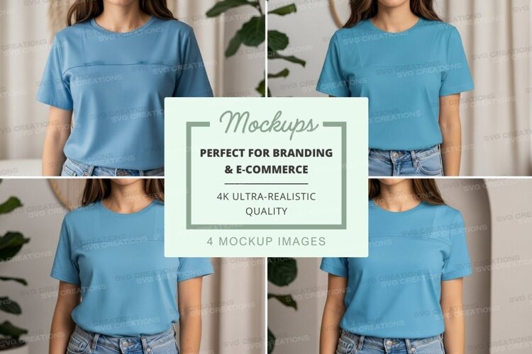 Blue t-shirt mockup example image 1