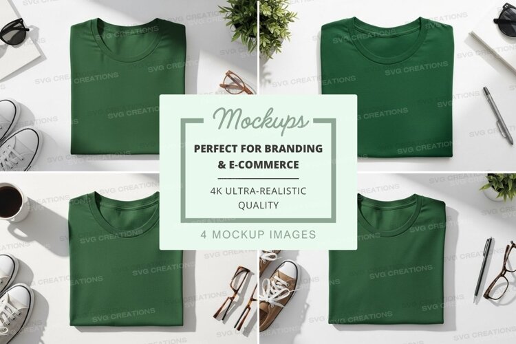 Green t-shirts mockup example image 1