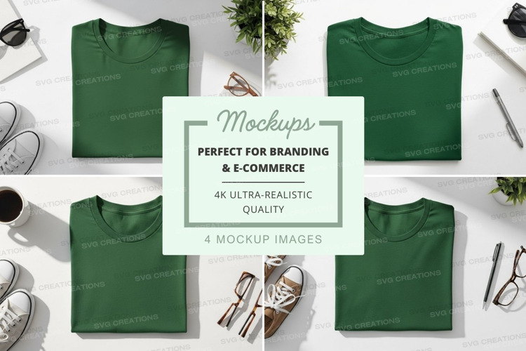 Green t-shirts mockup