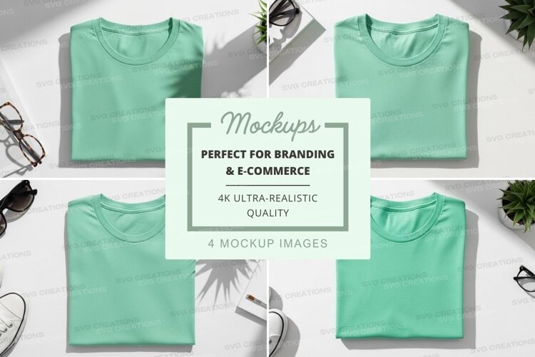 Mint green t-shirts mockup example image 1