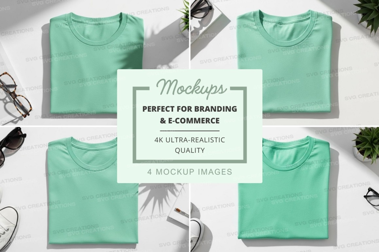 Mint green t-shirts mockup