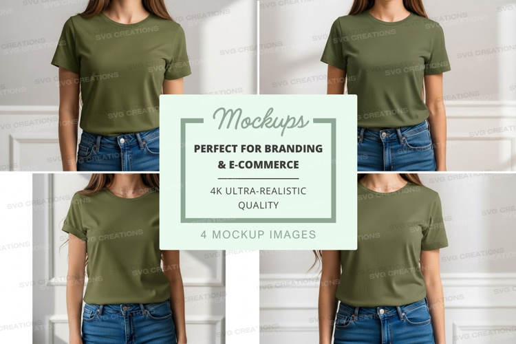 Green t-shirt and blue jeans outfit